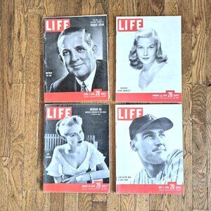 Four 1940s LIFE Magazines, 1949, Vintage Adverts, Genuine LIFE Mags
